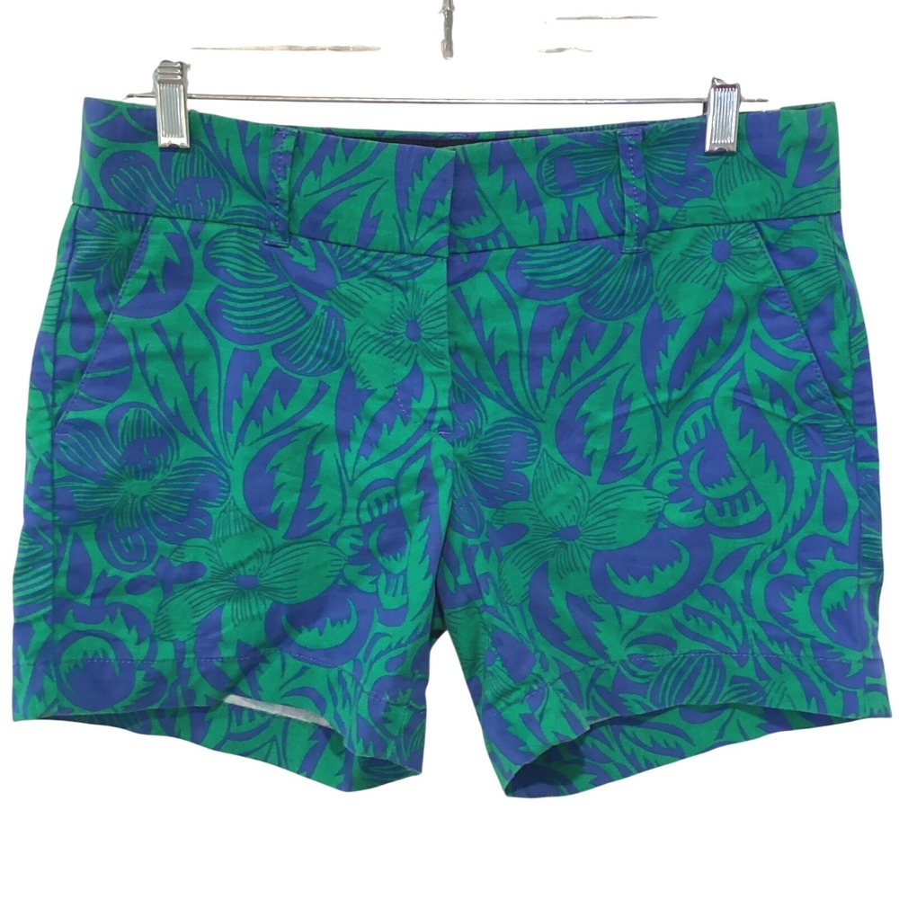 Talbots Shorts "The Daily Short" Green Blue Tropical Floral Chino - 6 Petite
